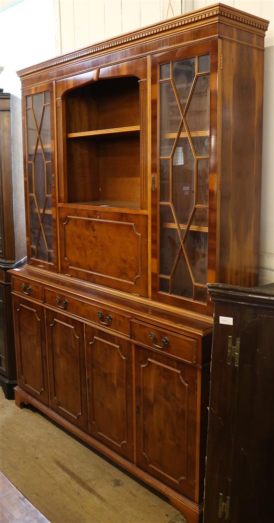 Yewwood glazed bookcase